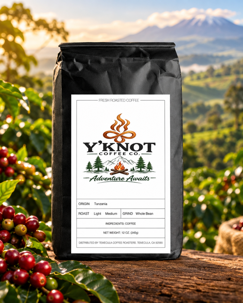 Tanzania coffee bag with Southern Highlands farm background